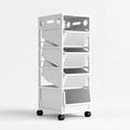 Chariot de rangement en plastique sur roulettes, coloris blanc
