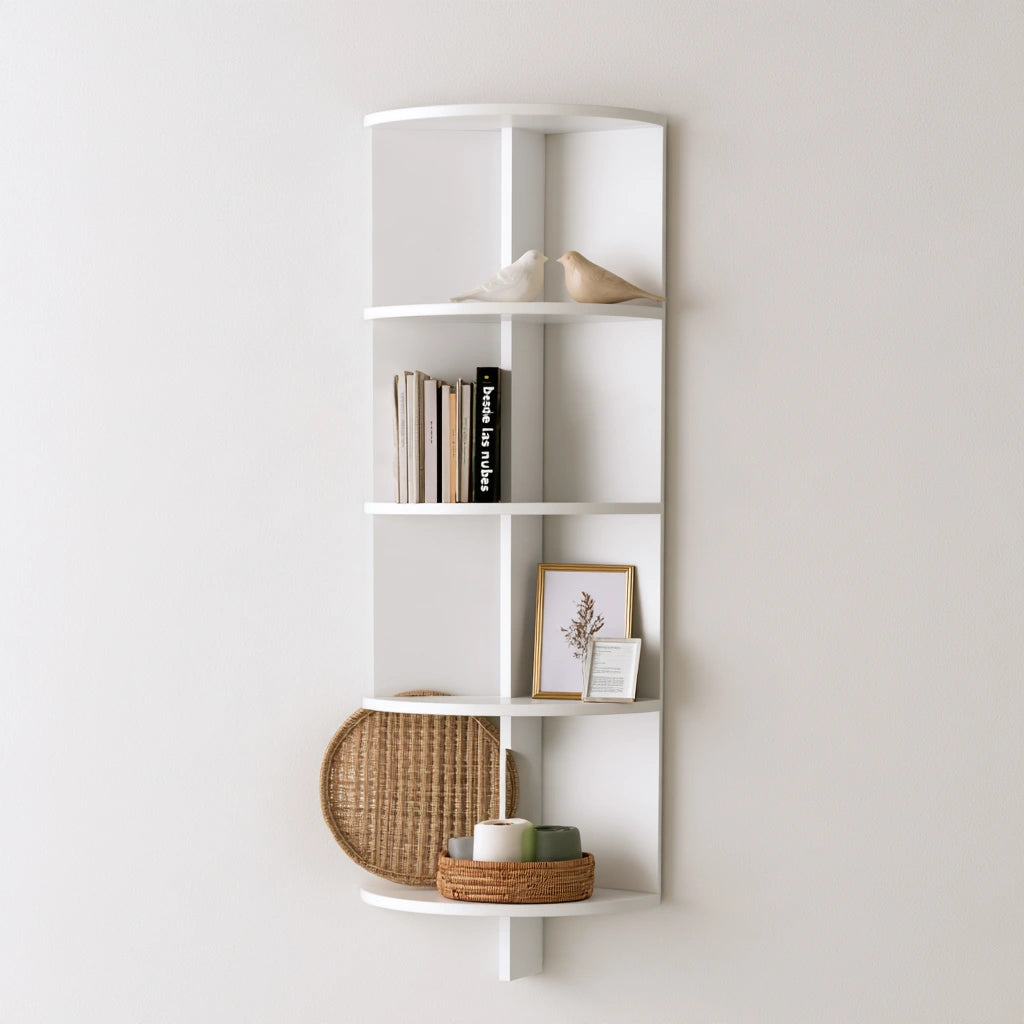 Étagère d'angle en bois, coloris blanc