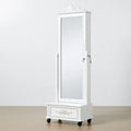 Armoire à bijoux avec miroir aux lignes épurées, coloris blanc