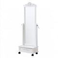 Armoire à bijoux avec miroir aux lignes épurées, coloris blanc