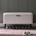 Banc avec rangement aux lignes épurées, coloris blanc