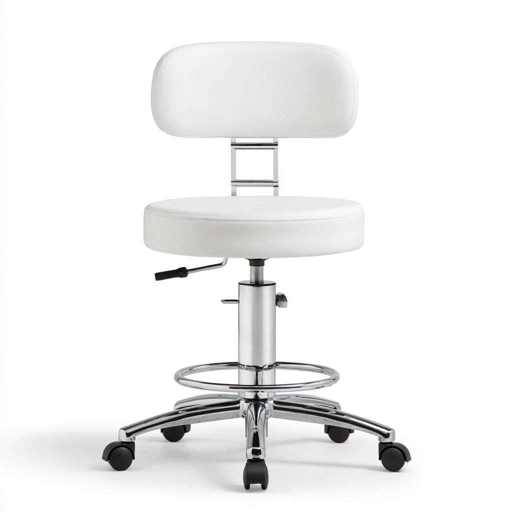 Tabouret de salon pivotant aux lignes épurées, coloris blanc