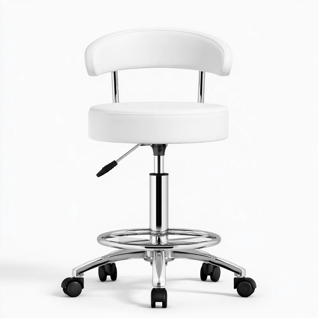 Tabouret de salon pivotant aux lignes épurées, coloris blanc